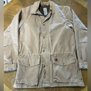 Carhartt C52 Mens L Tall Sandstone Duck Ranch Coat Canvas Blanket Lined Jacket